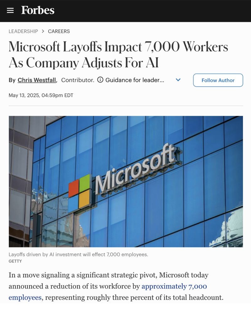 Restructuring is brutal - tech giants cutting thousands of jobs while investing billions in AI