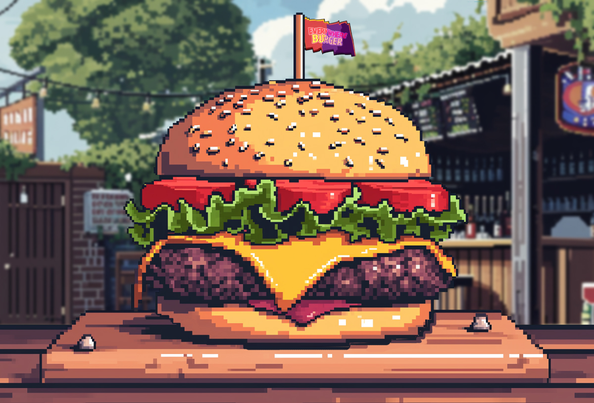 Burger drop sequence — second angle showing the content production setup