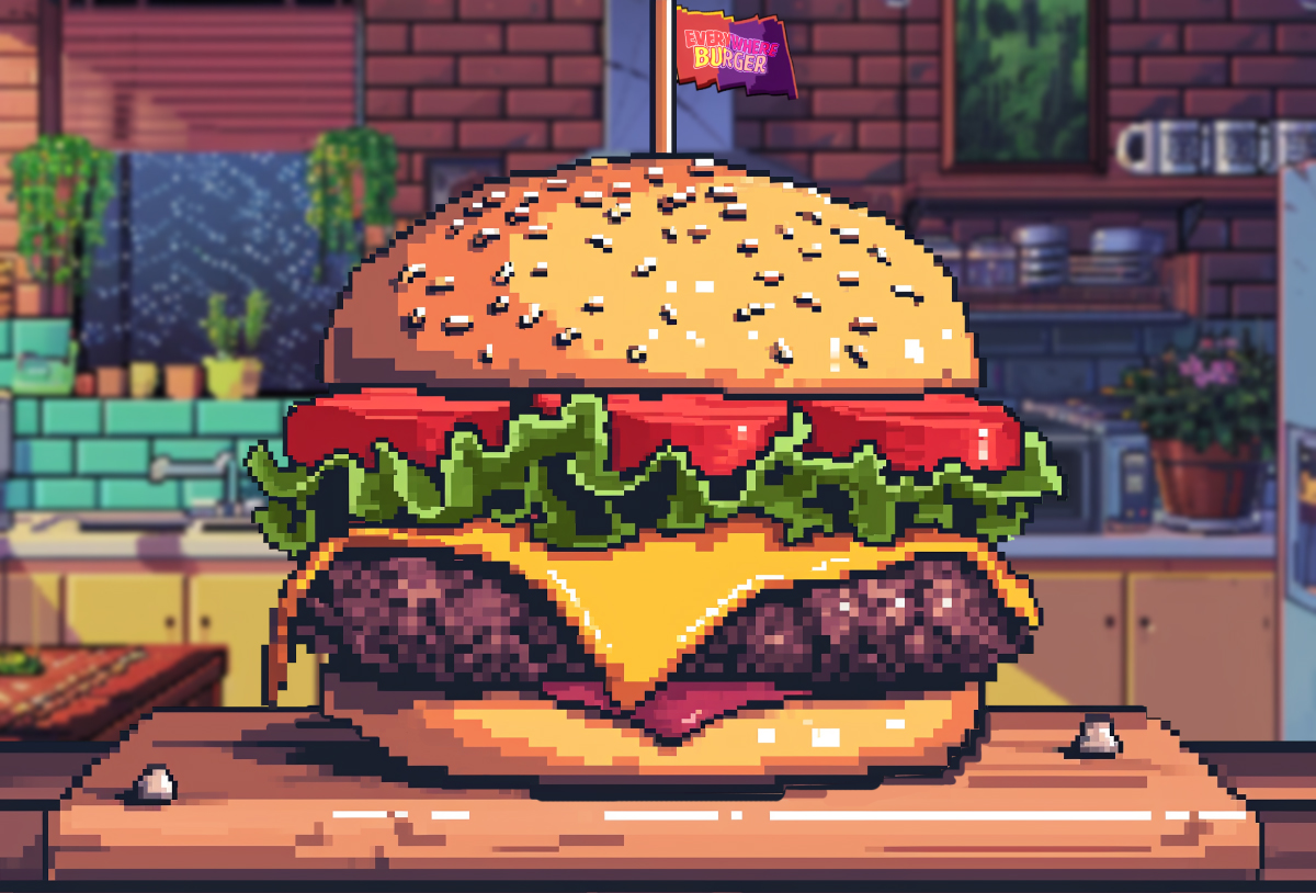Burger drop sequence — detailed frame capturing the creative direction mid-shoot
